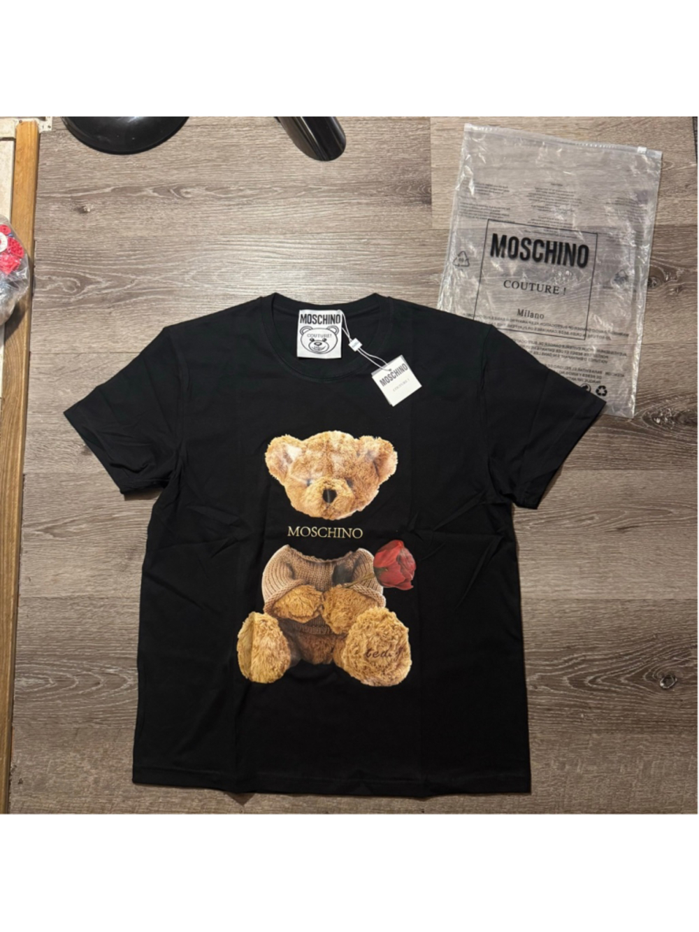 Moschino Black Teddy Bear Short Sleeve Tee M